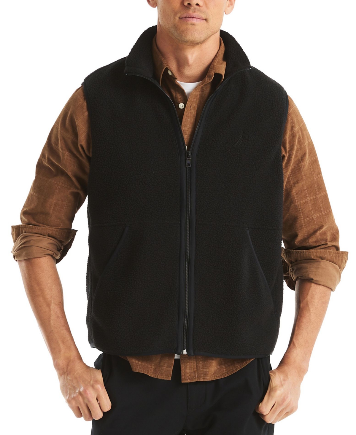 Nautica Men's Mixed Media Vest In Black