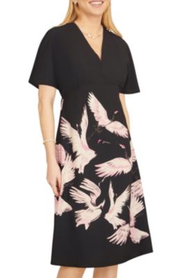 Women's Crane Print Kimono Dress