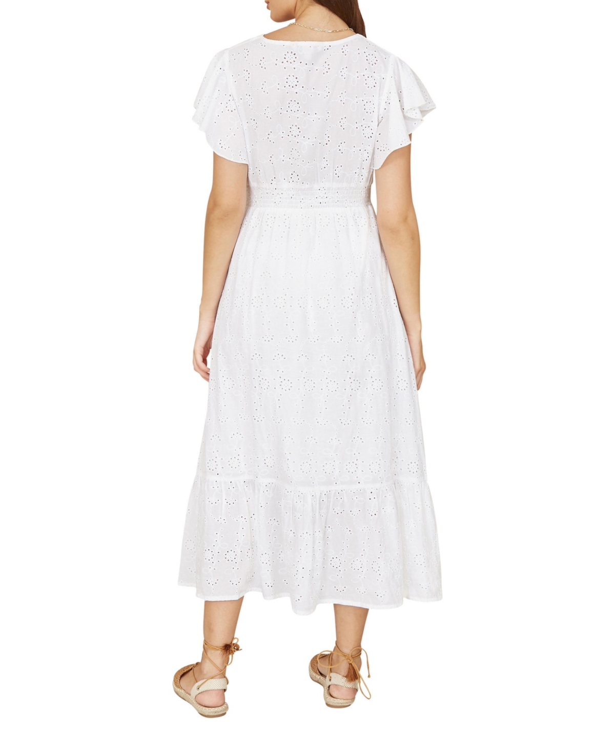 Yumi Women's Cotton Broderie Anglaise Wrap Midi Dress