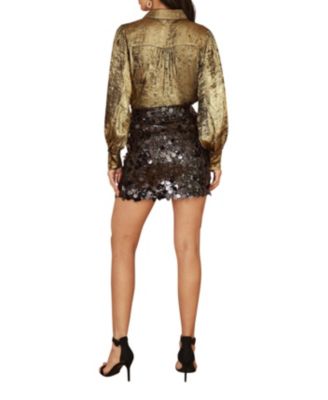 Women's Metallic Relaxed Balloon Sleeve Shirt