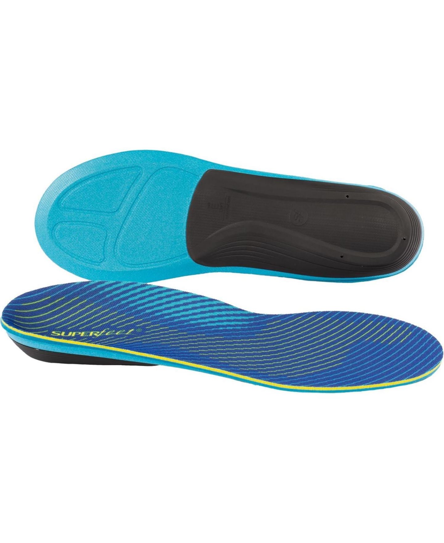 Мужские кроссовки Superfeet Run Support Medium Arch (V2) Insoles - Trim-to-Fit Carbon Fiber Orthotic Shoe Inserts for Running - 13.5-15 Men, цвет: Синий — фото 1
