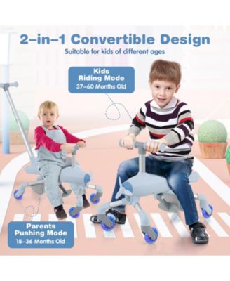 2-in-1 Kids Ride On Push Car with LED Lighted Wheels and Storage