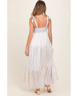 Maternity Peach Floral Cotton Dress