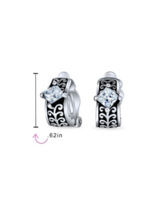 Set of 2 Black Clear Crystal Vines Scroll Half Hoop Clip-On Earrings Non-Pierced