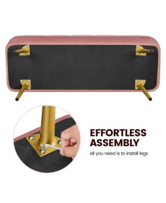 Upholstered Ottoman Footstool Bench with Storage Compartment