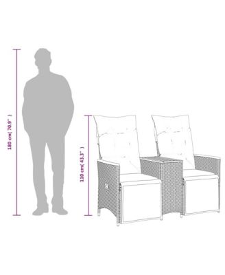 Reclining Garden Sofa Black, Cream White