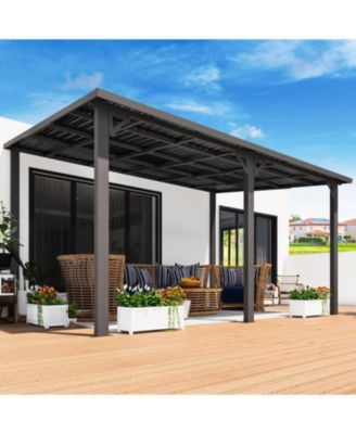14'X10' Hardtop Gazebo Outdoor Pergola Lean to Metal Pergolas
