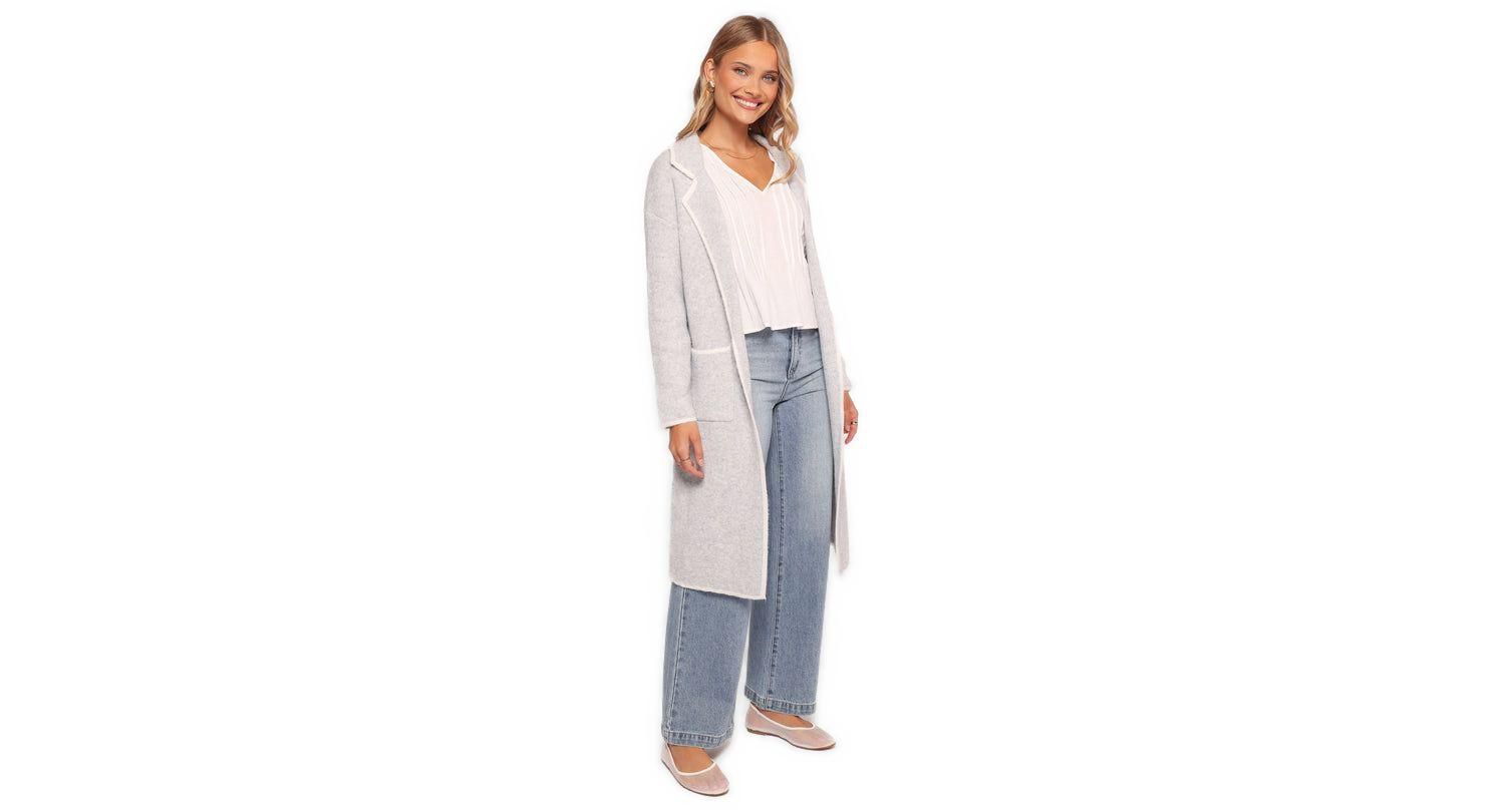 Women's Katia Contrast Trim Coatigan - Beige S/M