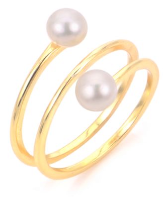 Macy's - Cultured Freshwater Pearl (3.5-4mm) Ring in Sterling Silver with 14K Gold Plating