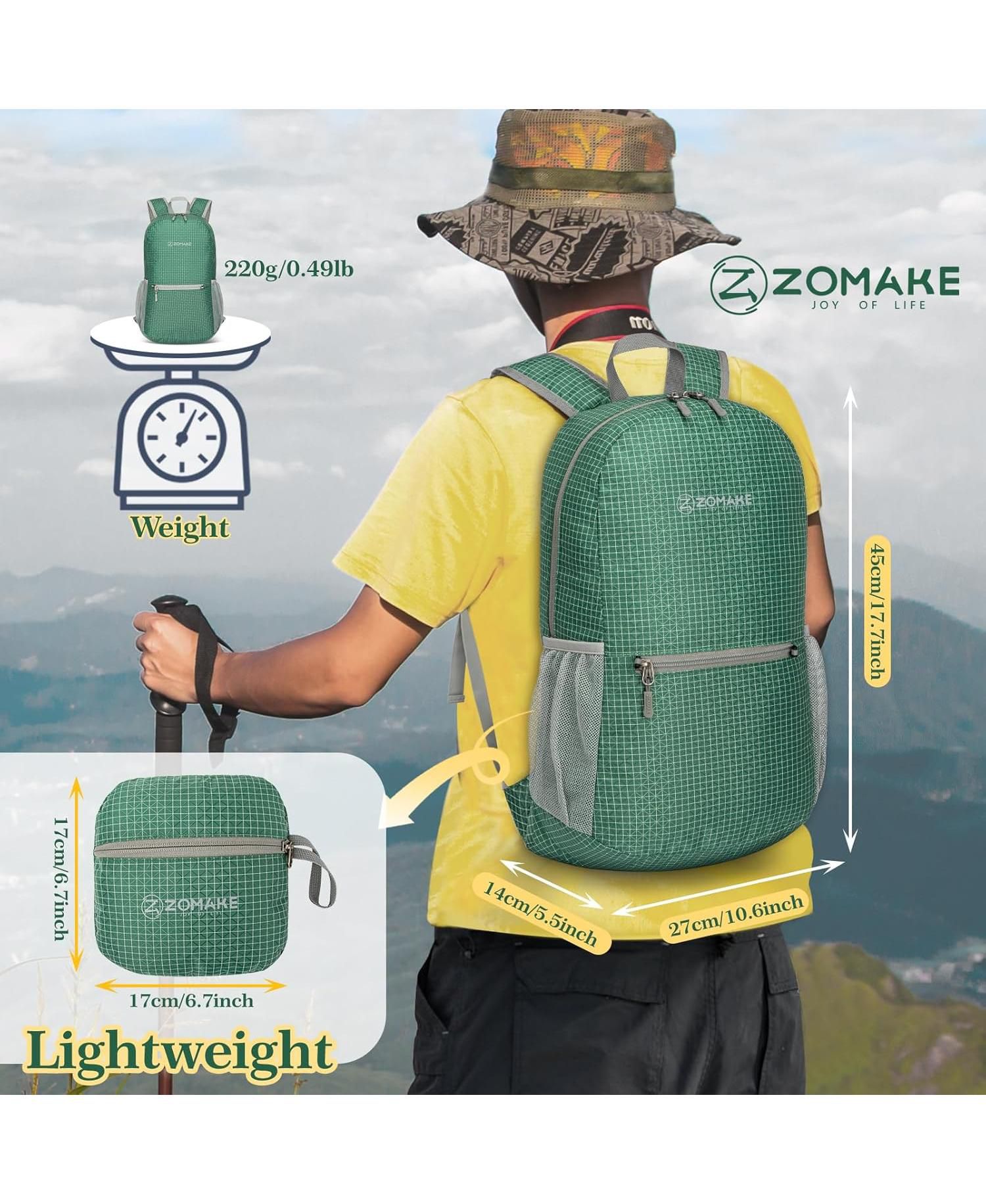 Ultra Lightweight Hiking Backpack 20L, Packable Small Backpacks Water Resistant Daypack for Women Men