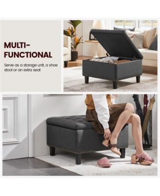 Button-Tufted 50-inch Ottoman Entryway Bench Footstool Bench