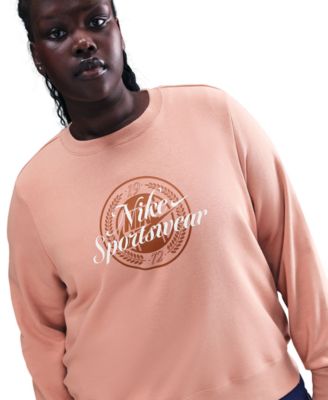 Plus Size Sportswear Club Fleece Graphic Crew-Neck Sweatshirt
