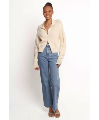 Women's Kourtney Zip Cardigan - Cream L