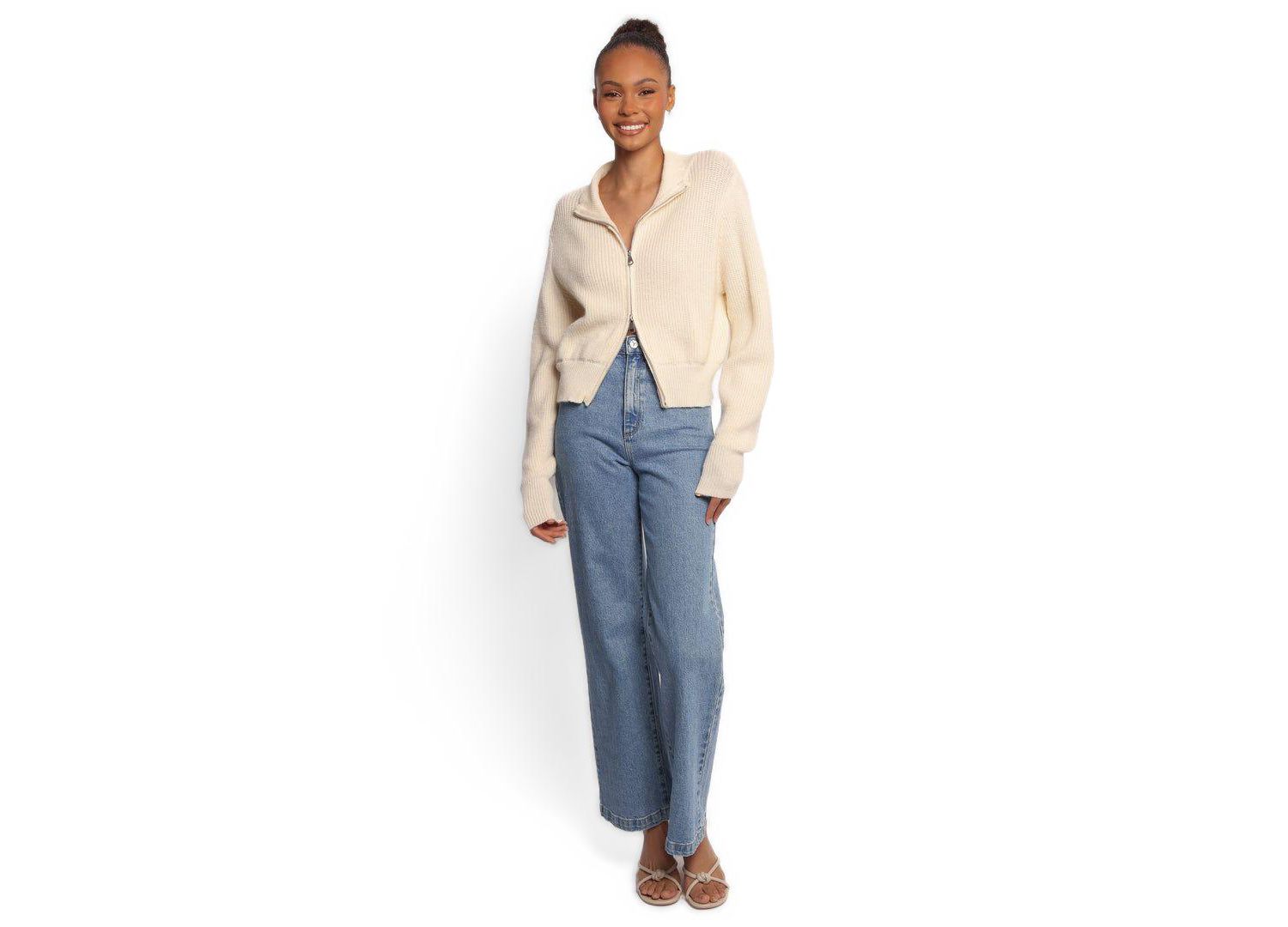 Women's Kourtney Zip Cardigan - Cream