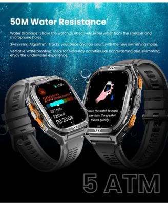 1.96" AMOLED Smart Watch for Women Men Outdoor Sport Multifunctional With Bluetooth Calling,Intelligent Reminder 5 ATM -Black