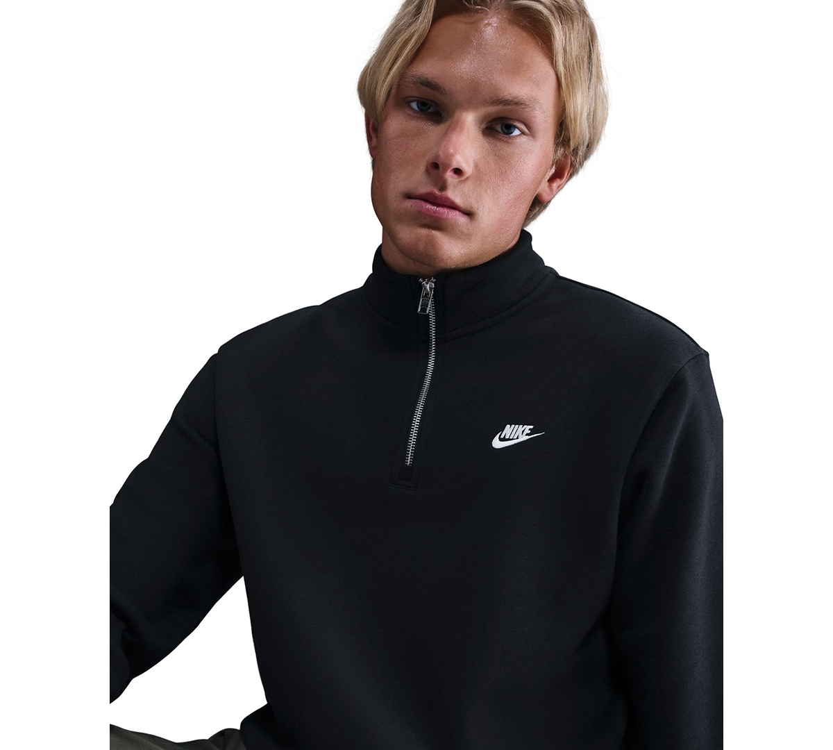 Nike Men's Sportswear Club Half-zip Fleece Top In Black