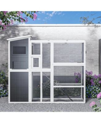 Large 4 Tiers Catio Outdoor Cat Enclosure with Weatherproof Roof