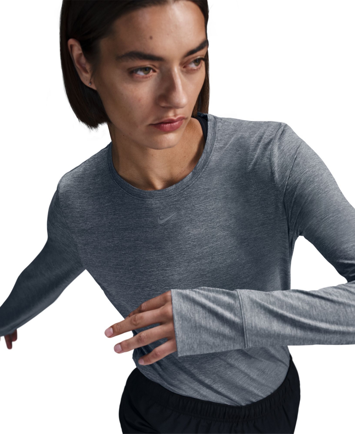 Nike Women's One Classic Dri-fit Long-sleeve Top In Gray