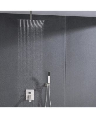 Ceiling Mount Shower Faucet Set with Rain Mixer, Hand Shower and Tub Spout