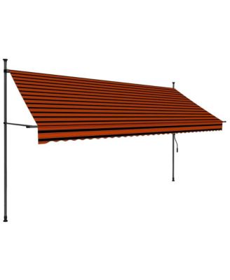 Retractable Awning Orange and Brown Polyester with PU coating, Steel
