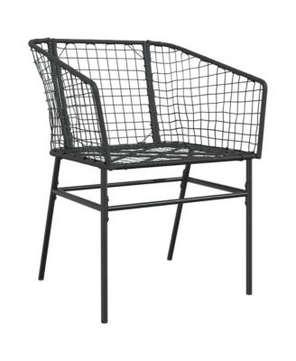 Garden Chair Black PE Rattan, Powder-Coated Steel Durable