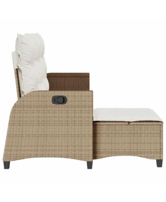 Reclining Garden Sofa Beige PE Rattan Medium Adjustable Armrests