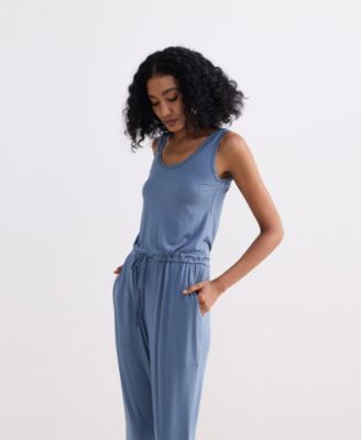 Women's Relaxed Drawstring Jumpsuit in Blue