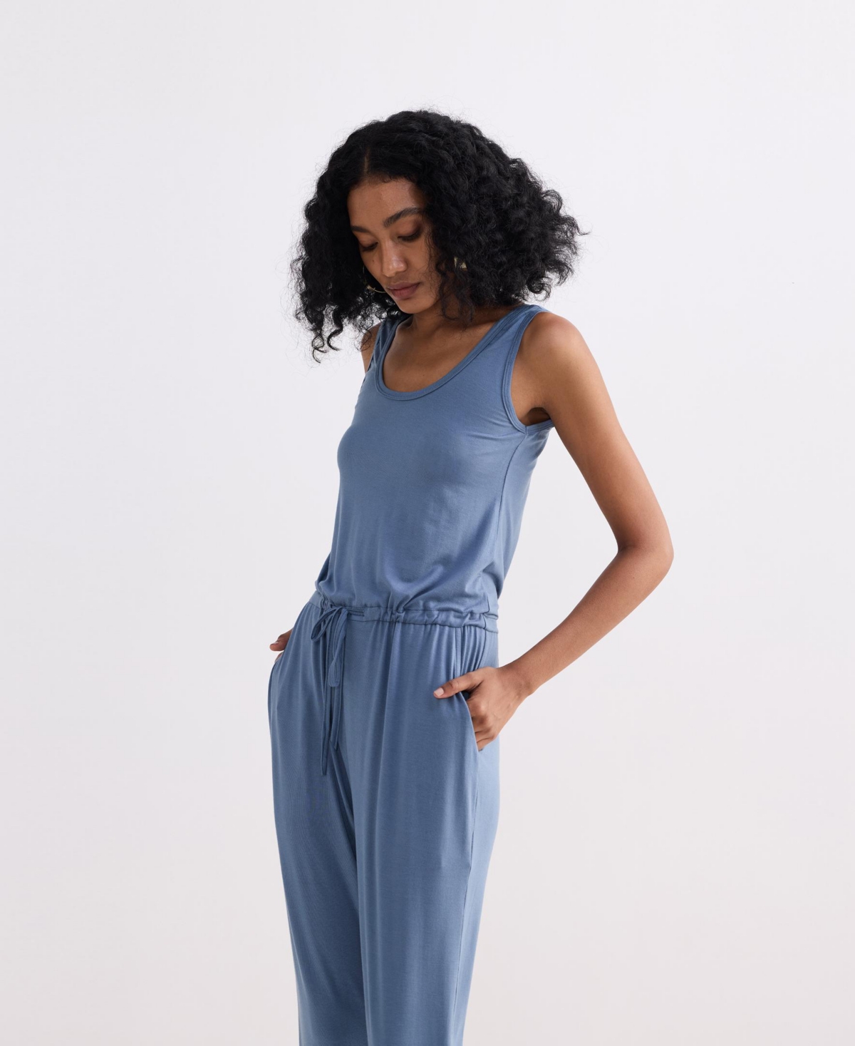 Reistor Women's Relaxed Drawstring Jumpsuit in Blue