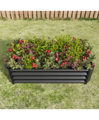 47.24"Metal Raised Garden Bed, Rectangle Raised Planter 4×2×1ft for Flowers Plants, Vegetables Herb Black