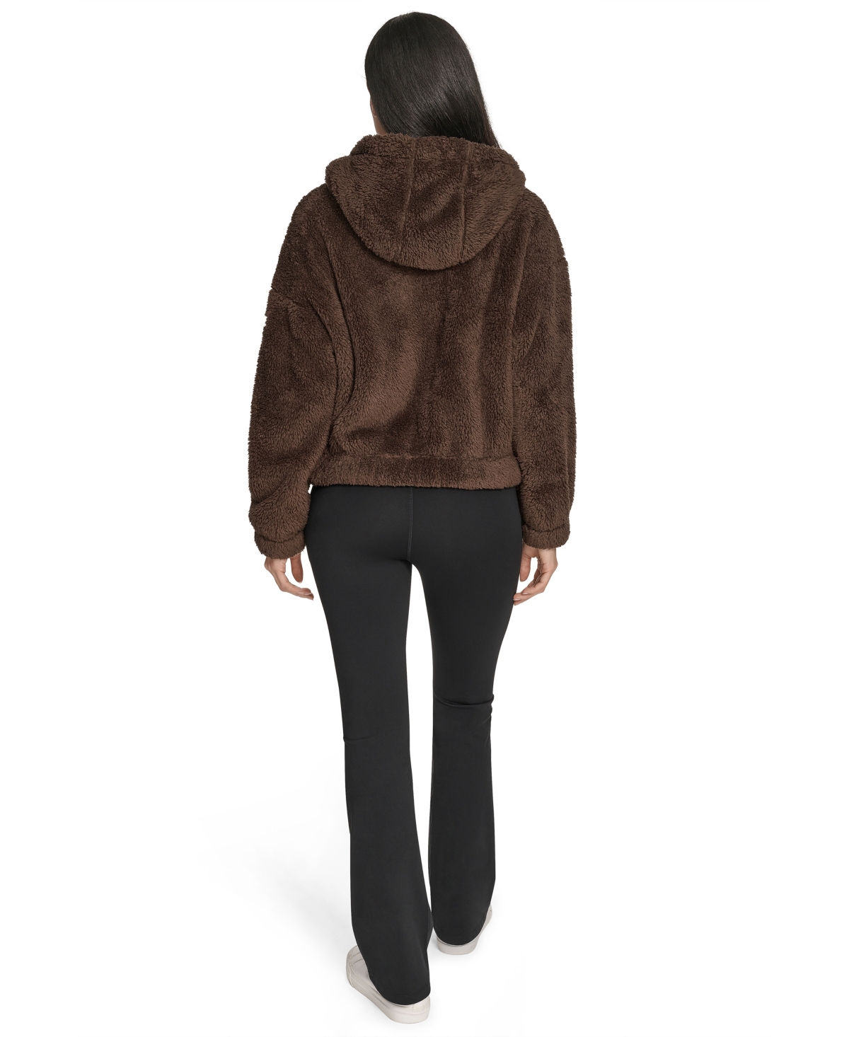 Calvin Klein Women's Performance Oversized Hooded Sherpa Jacket In Brown