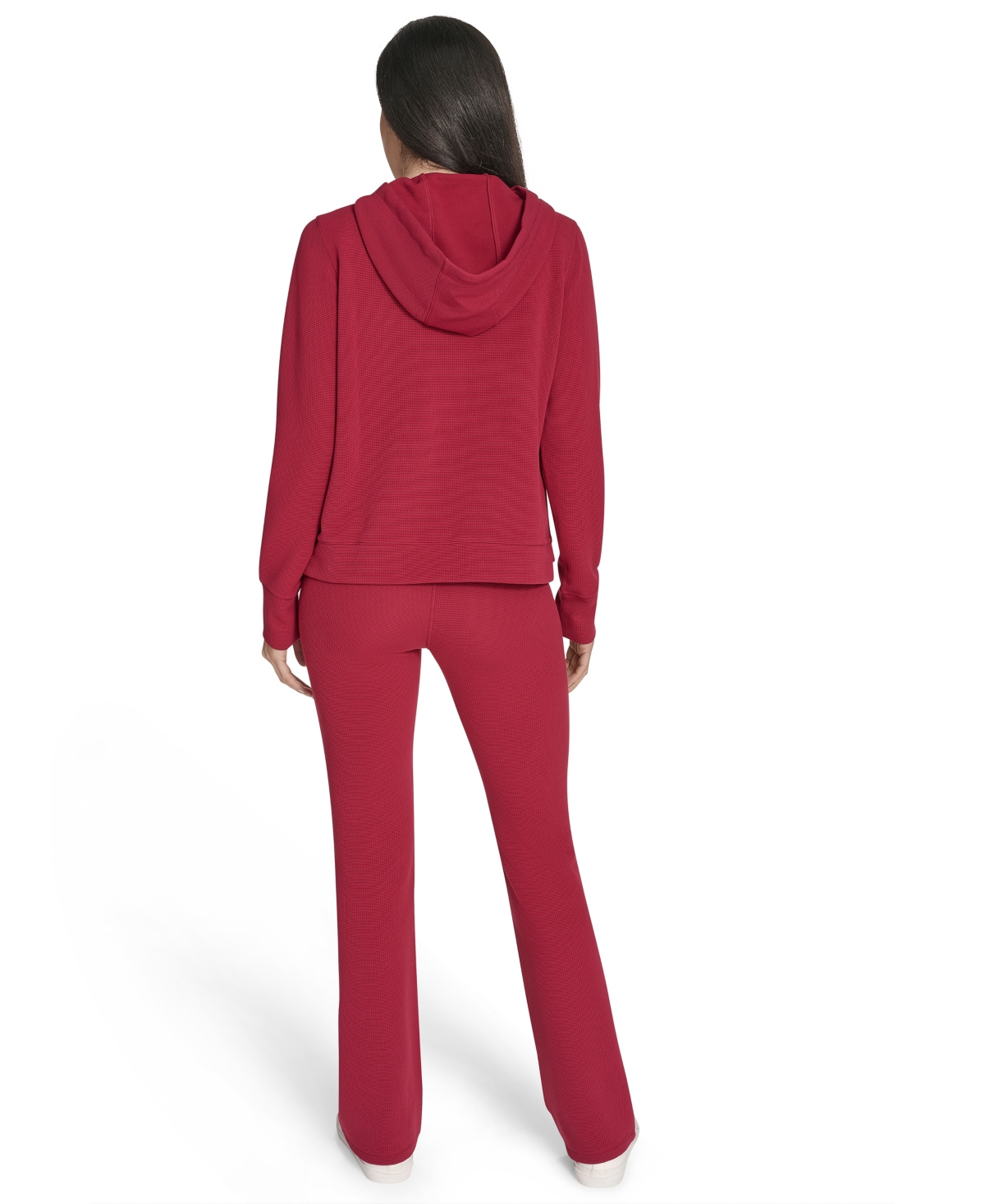 Calvin Klein Performance Women's Waffle-knit Pullover Hoodie In Red