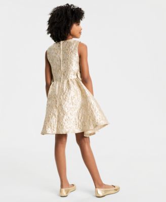 Girls' 7-16 Sleeveless Brocade Dress and Side Bag, 2-Piece Set