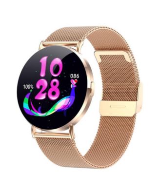 RUXING Women's Smart Watch 1.32" Full Touch Screen Bluetooth Call Silver Strap Round Dial