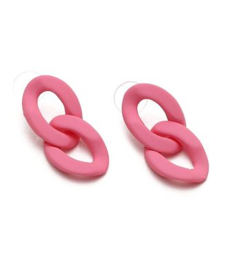 Women's Pink Chainlink Drop Earrings