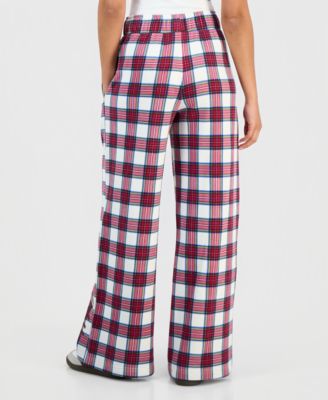 Juniors' Hello Kitty Plaid Fleece Pants