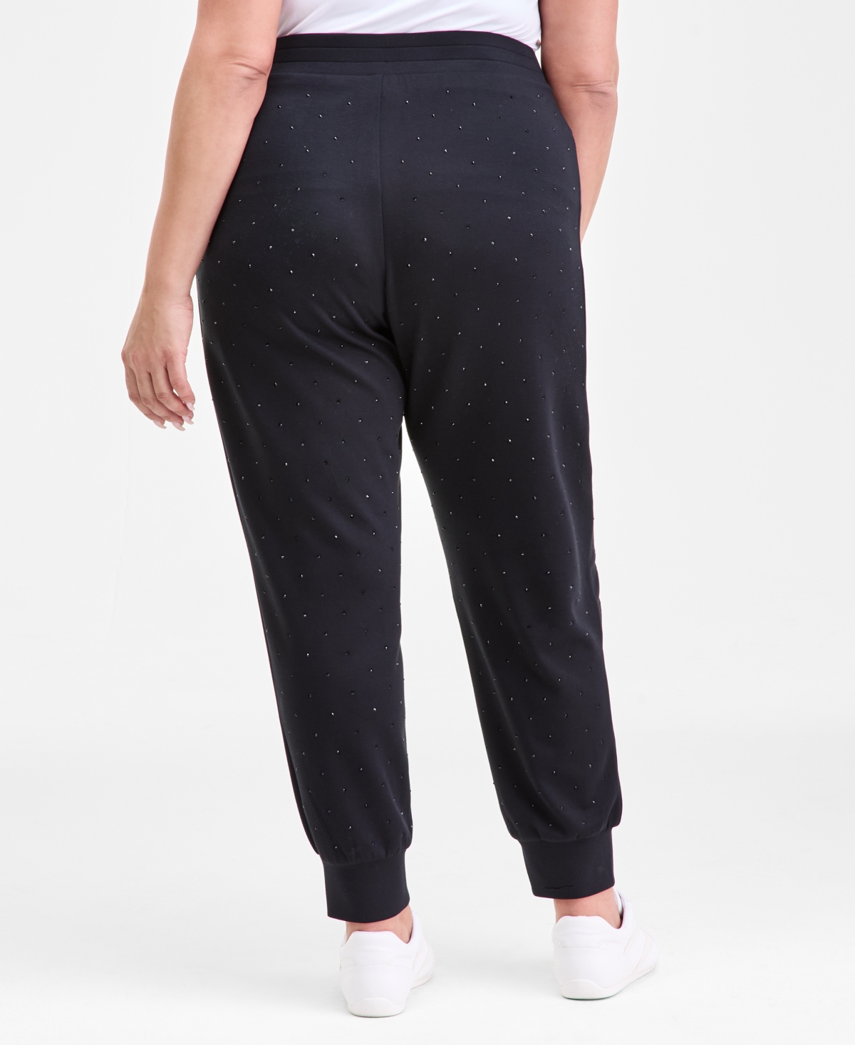 Inc International Concepts Plus Size Studded Jogger Pants, Macy's Exclusive In Black
