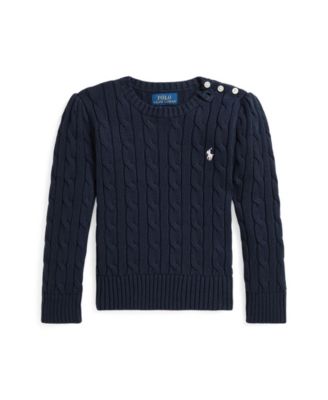 Girls' 2T-6X Crewneck Cable Knit Sweater