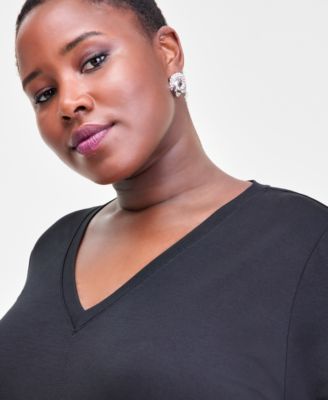 Plus Size V-Neck Long-Sleeve Layering Top, Macy's Exclusive