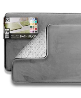 2 Piece Ultra Soft Non-Slip Plush Memory Foam Bath Rug Set - Small & Large