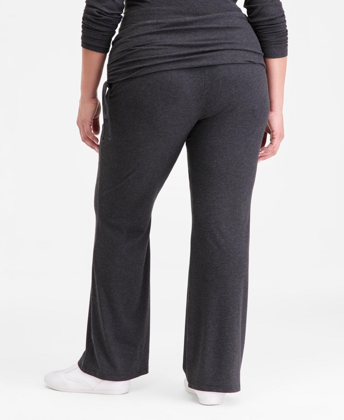 I.n.c. International Concepts Plus Ribbed Foldover Shirred-Waist Pants, Macy's Exclusive