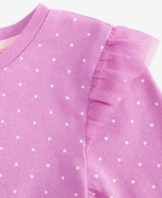 Girls Toddler 2T-4T Polka Dot Ruffle Long-Sleeve Top