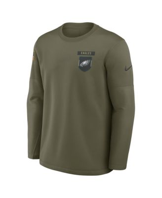 Men's Olive Philadelphia Eagles 2025 Salute to Service Coaches Therma-Fit Long Sleeve T-Shirt