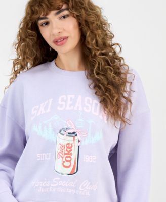 Juniors' Diet Coke Bow Fleece Crewneck Sweatshirt