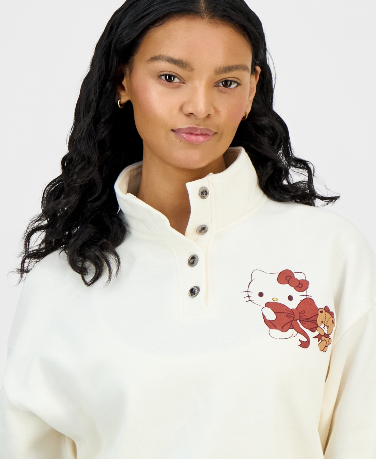Grayson Threads, The Label Juniors' Hello Kitty Quarter-Snap Sweatshirt