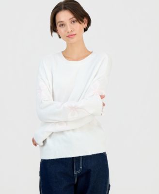 Planet Heart - Juniors' Long-Sleeve Drop-Shoulder Crewneck Sweater