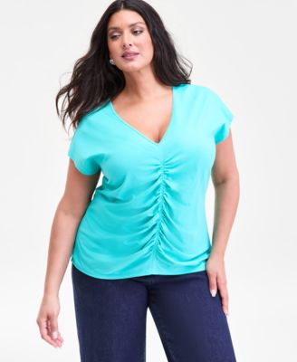 Plus Size Cotton Ruched Top, Macy's Exclusive