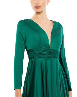 Women's Ieena Long Sleeve Ruched Waist A-Line Gown