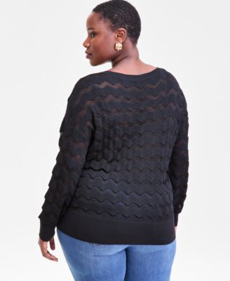 Plus Size Chevron Stitch Sweater