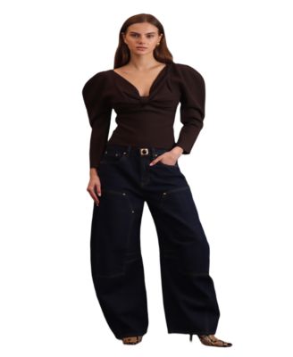 Women's Exaggerated-Sleeve Bow Top