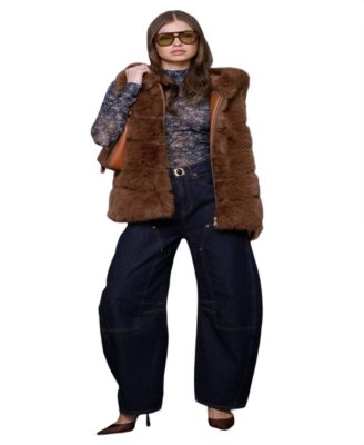 Women's Sleeveless Faux-Fur Long Vest